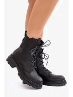 Zateplené členkové topánky Workers Zippered Black Leairae