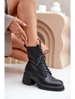 Zateplené dámske členkové topánky z prírodnej kože Vinceza 66671 Black