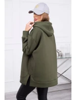 Dámska zateplená mikina 9380 Khaki green - K-Fashion