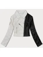 Čierno-ecru dvojfarebná bunda ramoneska J Style s vreckami (11Z8108) Čierno-ecru dvojfarebná bunda ramoneska J Style s vreckami (11Z8108)