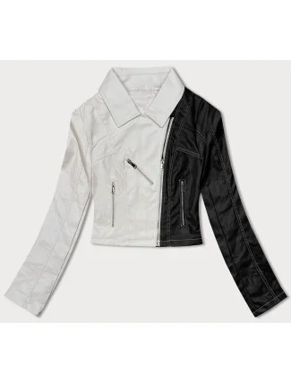 Čierno-ecru dvojfarebná bunda ramoneska J Style s vreckami (11Z8108) Čierno-ecru dvojfarebná bunda ramoneska J Style s vreckami (11Z8108)