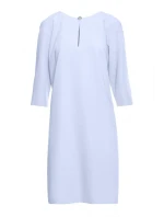 S394 Voľné šaty s výstrihom s kľúčovou dierkou - svetlomodré