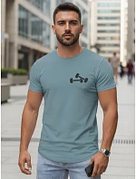 Pánske bavlnené tričko s minimalistickou petrolejovou potlačou FashionStreet NX5086R