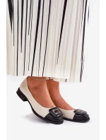 Skórzane Baleriny Z Ozdobą D&A MK51-059 Beżowe