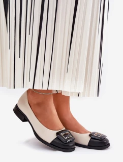 Skórzane Baleriny Z Ozdobą D&A MK51-059 Beżowe