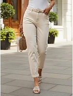 Dámske džínsy Mom Fit s opaskom, béžové, FashionStreet UY3085