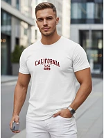 Pánske bavlnené tričko s potlačou „California“, biele, FashionStreet NX5140R Pánske bavlnené tričko s potlačou „California“, biele, FashionStreet NX5140R