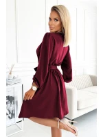 BINDY - Veľmi žensky pôsobiace dámske šaty vo vínovej bordovej farbe s dekoltom 339-3