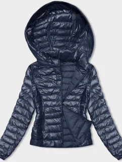 Tmavomodrá dámska prešívaná bunda s kapucňou (16M9105-215)