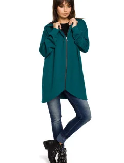 Dámska dlhšia mikina B054 fľaškovo zelená - BeWear
