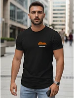 Pánske bavlnené tričko s minimalistickou potlačou čierne FashionStreet NX5096R