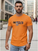 Pánske oranžové bavlnené tričko s potlačou FashionStreet NX5017R