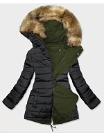 Dámska obojstranná zimná bunda khaki black (w557-1big)