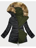 Dámska obojstranná zimná bunda khaki black (w557-1big) Dámska obojstranná zimná bunda khaki black (w557-1big)
