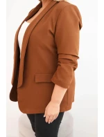 Dámska bunda Plus Size bez zapínania s podšívkou XL/2XL hnedá