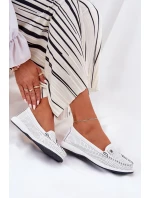 Skórzane Mokasyny Damskie S.Barski LR51-673 Białe