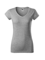 Dámske tričko s výstrihom do V Fit tmavo šedá melír