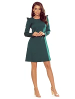 Zelené dámske trapézové šaty s volánikmi model 7785794
