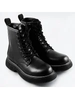 Čierne dámske šnurovacie topánky (A9935)