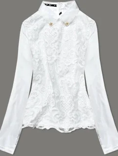 Elegantná blúzka v ecru farbe s golierom (8522/3)