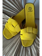 Dámské ploché sandály s pásky Eko Zamszové Žluté Florane