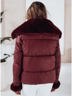 Dámska prešívaná krátka bunda s bordovou kožušinou FashionStreet TY5071 Dámska prešívaná krátka bunda s bordovou kožušinou FashionStreet TY5071