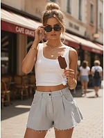 Dámske letné džínsové šortky s voľnou nohavicou sivé FashionStreet SY0534 Dámske letné džínsové šortky s voľnou nohavicou sivé FashionStreet SY0534