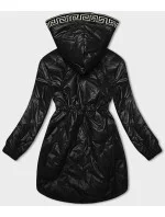 Čierna dámska bunda s ozdobným prešívaním S'West (B8146-1)