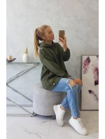 Zateplená mikina so zapínaním na cvoky khaki