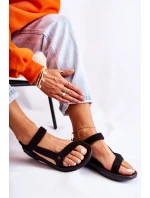 Damskie Zamszowe Sportowe Sandały Czarne Harris