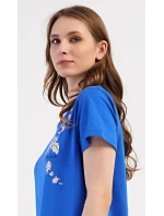 Dámske domáce šaty s krátkymi rukávmi Kvety