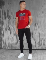 Pánske bavlnené tričko s potlačou červené FashionStreet RX5559 Pánske bavlnené tričko s potlačou červené FashionStreet RX5559