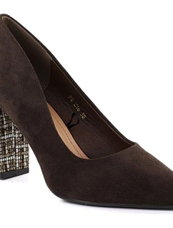 Čokoládové semišové lodičky na ihlovom podpätku Sergio Leone PB216