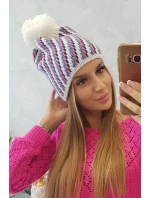 Dámska čiapka s brmbolcom Hanna K328 biela+džínsy
