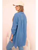 Bavlnená mušelínová oversize košeľa tmavý denim Bavlnená mušelínová oversize košeľa tmavý denim