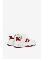 Sneakersy Dziecięce Na Platformie Beżowo-Bordowe Grellio