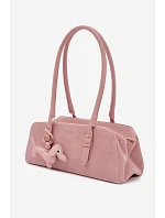 Kabelka z imitace semiše s přívěskem jezevčíka růžová Noely