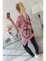 Mikina s potlačou kolesa tmavo ružová