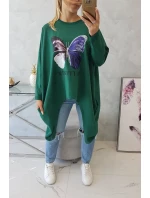 Oversize blúzka s potlačou tmavo zelená Oversize blúzka s potlačou tmavo zelená