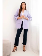 Bunda s klopami elegantná svetlofialová Bunda s klopami elegantná svetlofialová