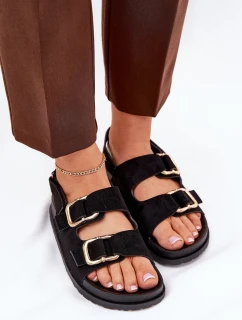 Sandały Damskie Z Klamrami Czarne Seladith