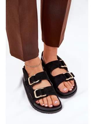 Sandały Damskie Z Klamrami Czarne Seladith