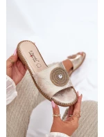 Klapki Damskie Na Płaskim Obcasie Z Ozdobą S.Barski KV51-013 Złote