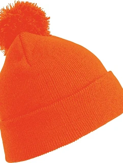 Result Headwear RC 028X Pletená čiapka s bambulou 28.028X fluorescenčná oranžová