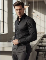 Pánska elegantná hladká čierna košeľa SLIM FIT FashionStreet DX2599