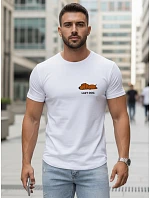 Pánske bavlnené tričko s minimalistickou potlačou biele FashionStreet NX5096R