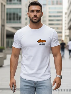Pánske bavlnené tričko s minimalistickou potlačou biele FashionStreet NX5096R
