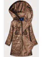Hnedá dámska prešívaná bunda oversize s kapucňou (ag5-010)