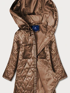 Dámska prešívaná bunda s kapucňou Oversized Brown (ag5-010)