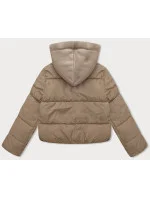 Dámska krátka zimná bunda s kapucňou J Style Dark Beige (16M9187-158)